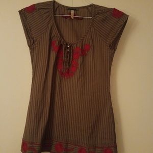 Free People- size 6 brown stitched sleeveless top